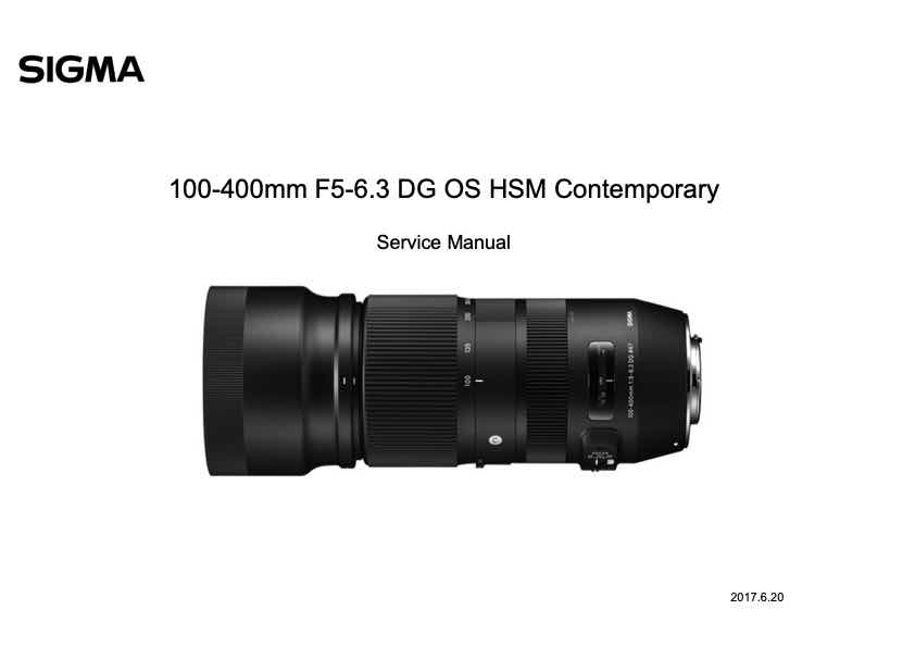 Sigma 100-400mm F5-6_3 DG OS HSM Contemporary technical manual preview