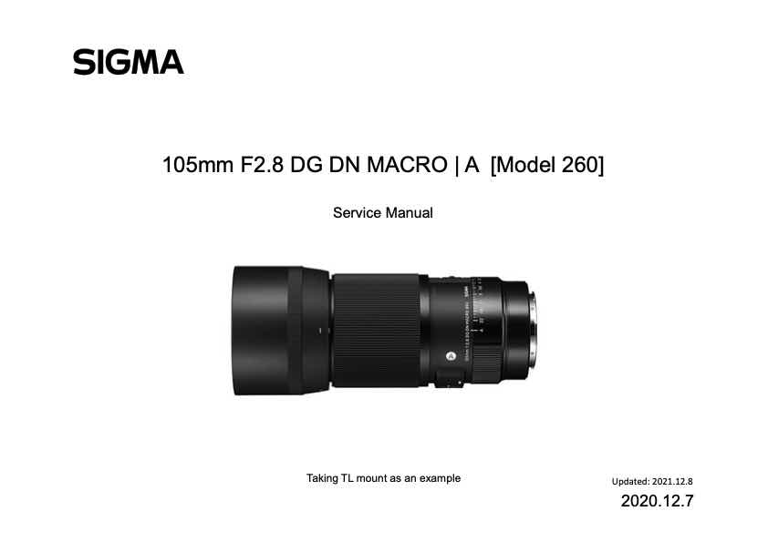Sigma 105mm F2_8 DG DN MACRO A technical manual preview