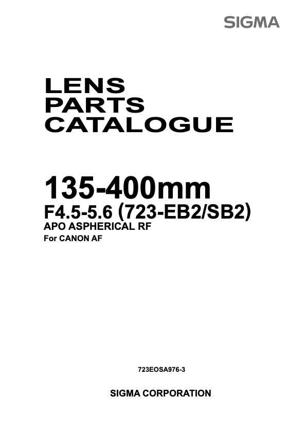 Sigma 135-400mm F45-56 technical manual preview