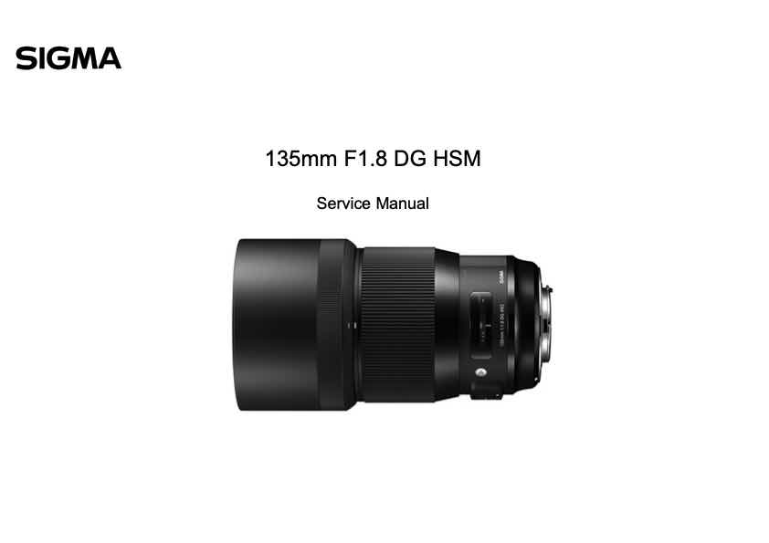Sigma 135mm F1_8 DG HSM technical manual preview