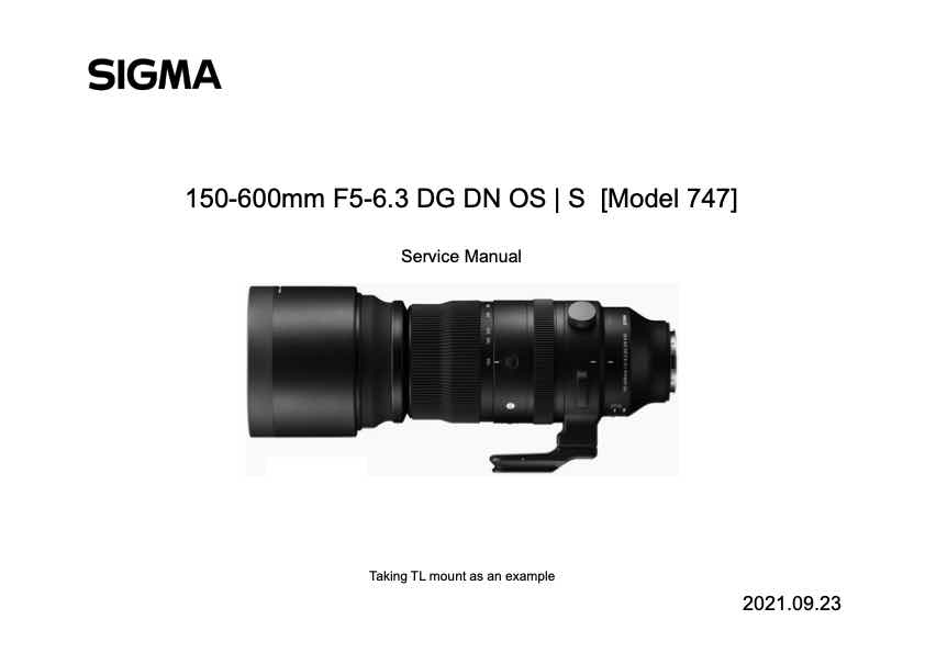 Sigma 150-600mm F5-6_3 DG DN OS S technical manual preview