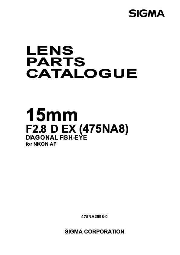 Sigma 15mm F28 D EX 475NA8 technical manual preview