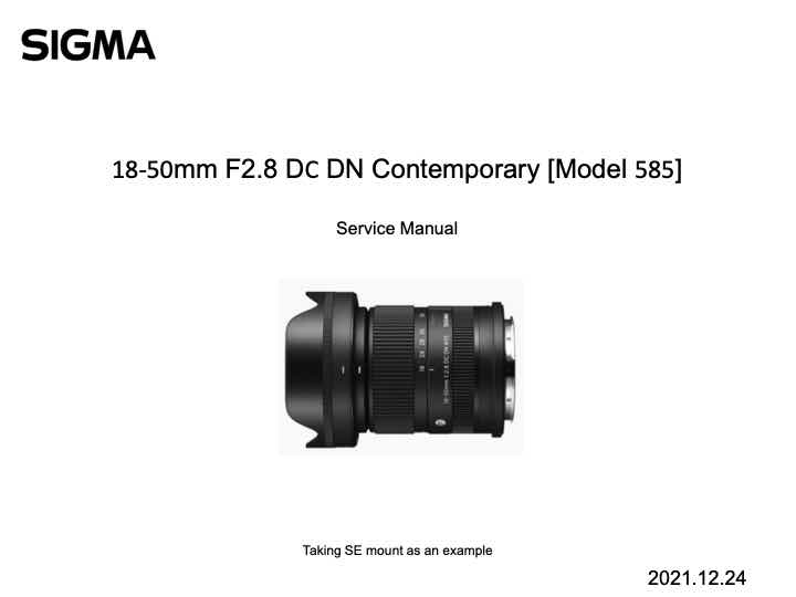 Sigma 18-50mm F2_8 DC DN Contemporary technical manual preview