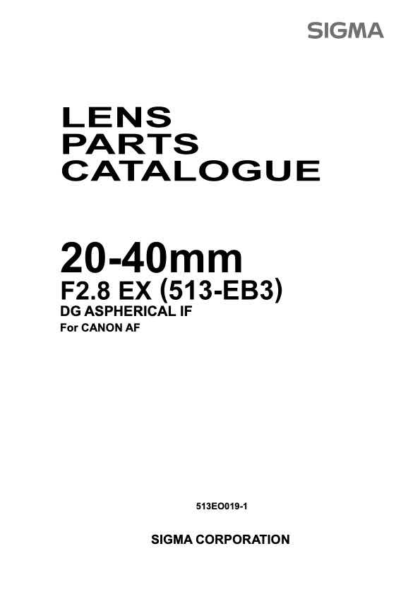 Sigma 20-40mm F28 EX 513-EB3 technical manual preview