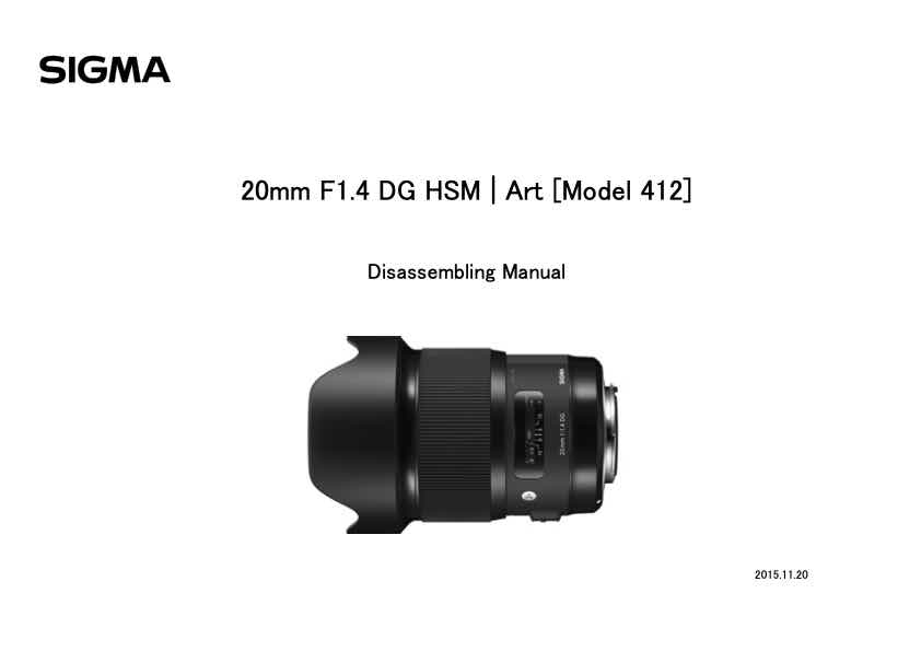 Sigma 20mm F1_4 DG HSM Art technical manual preview
