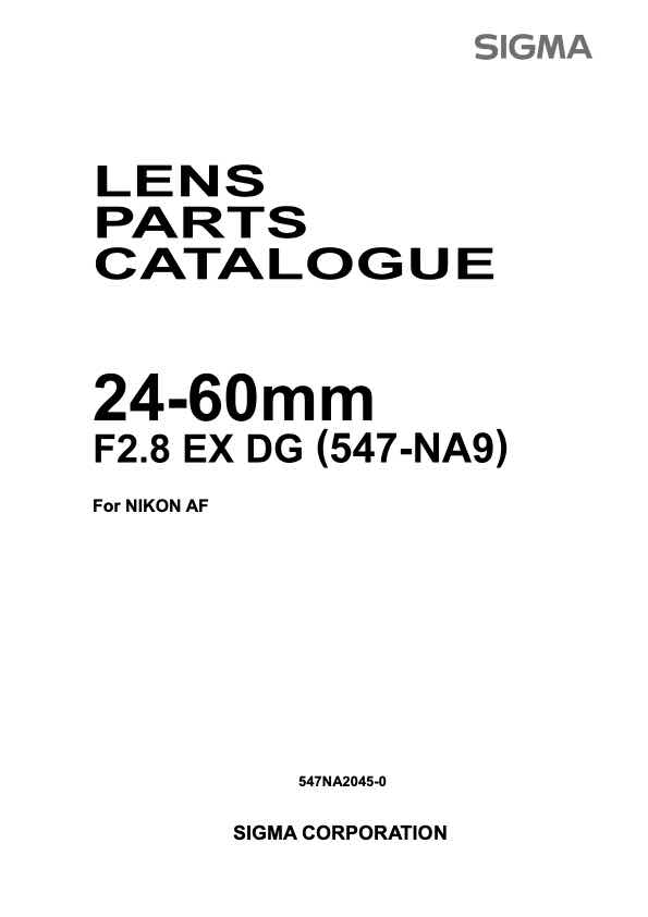 Sigma 24-60mm F28 EX DG 547-EB4 technical manual preview