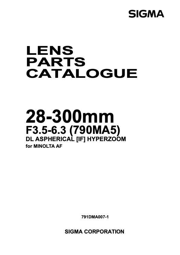 Sigma 28-300mm F35-63 790MA5 technical manual preview