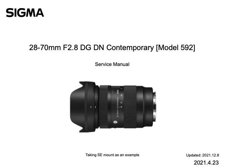 Sigma 28-70mm F2_8 DG DN Contemporary technical manual preview