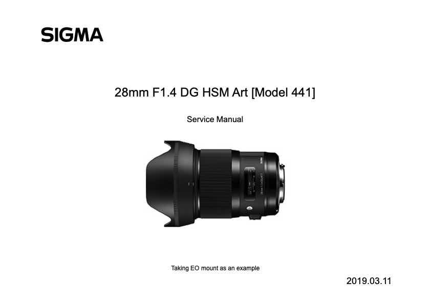 Sigma 28mm F1_4 DG HSM Art technical manual preview