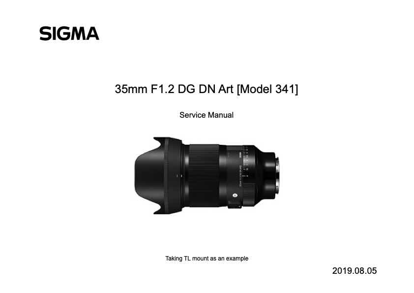 Sigma 35mm F1_2 DG DN Art technical manual preview