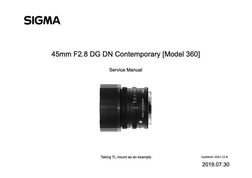 Sigma 45mm F2_8 DG DN Contemporary technical manual preview