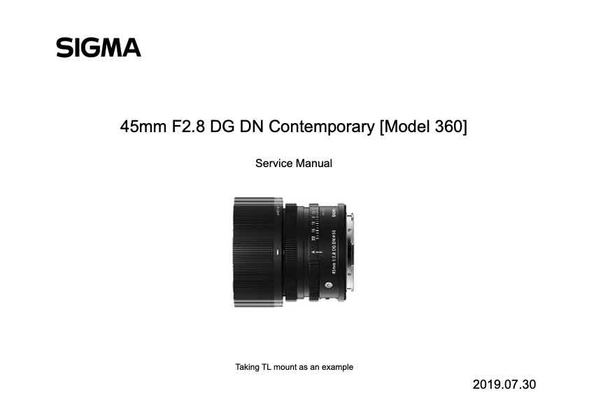 Sigma 45mm F2_8 DG DN Contemporary technical manual preview
