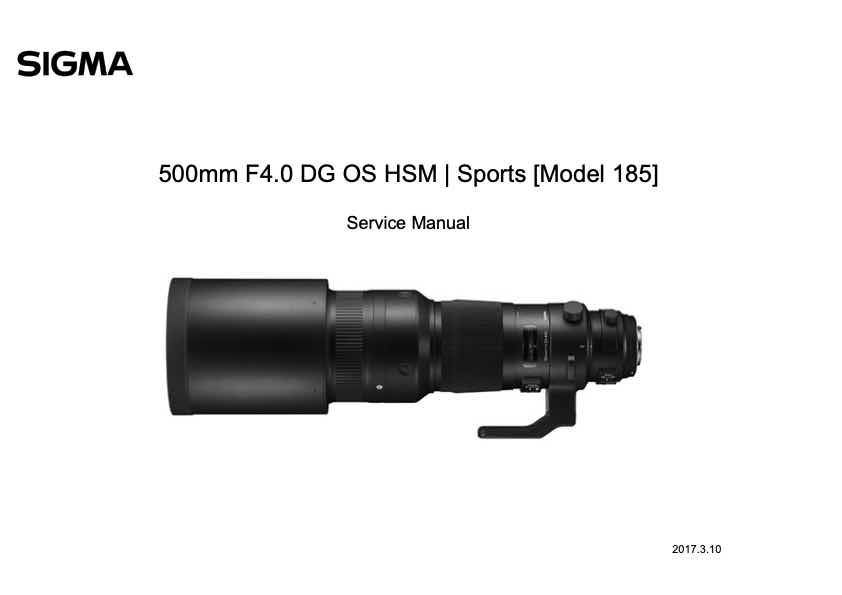 Sigma 500mm F4_0 DG OS HSM technical manual preview