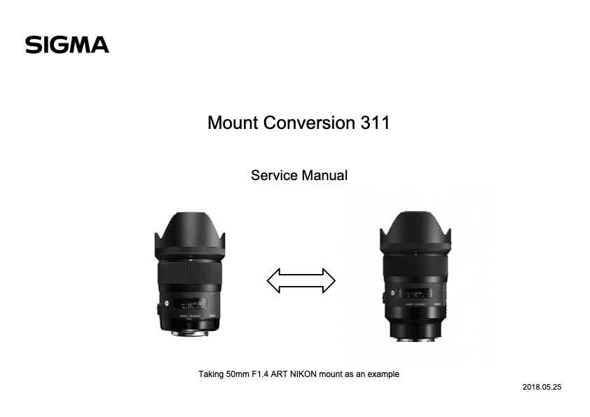 Sigma 50mm F1_4 ART technical manual preview