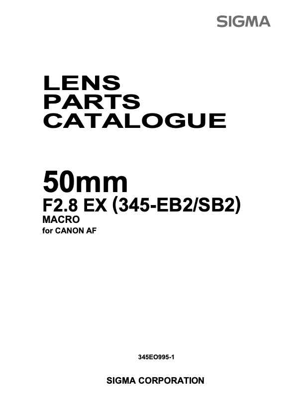 Sigma 50mm F28 EX 345-EB2_SB2_345NA8 technical manual preview