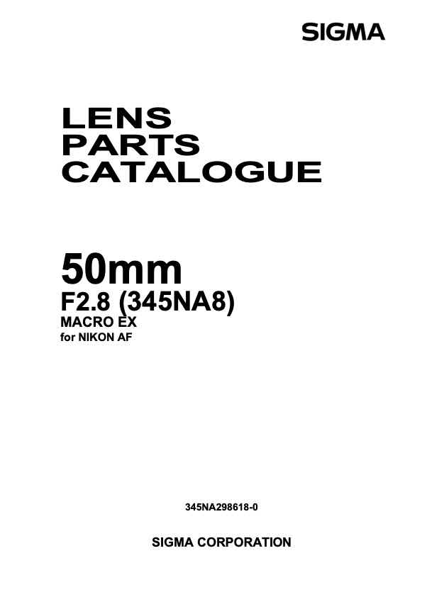 Sigma 50mm F28 EX 345-EB2_SB2_345NA8 technical manual preview