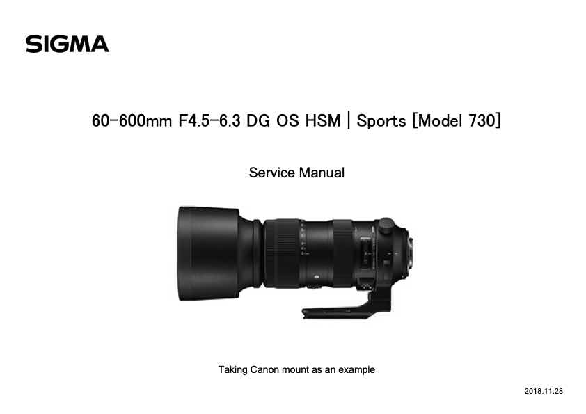 Sigma 60-600mm F4_5-6_3 DG OS HSM Sports technical manual preview