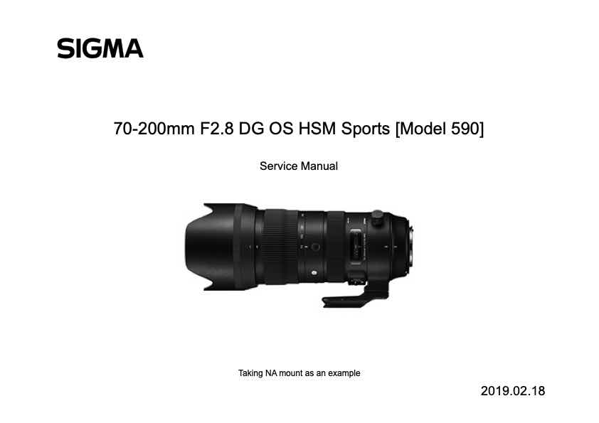 Sigma 70-200mm F2_8 DG OS HSM Sports technical manual preview