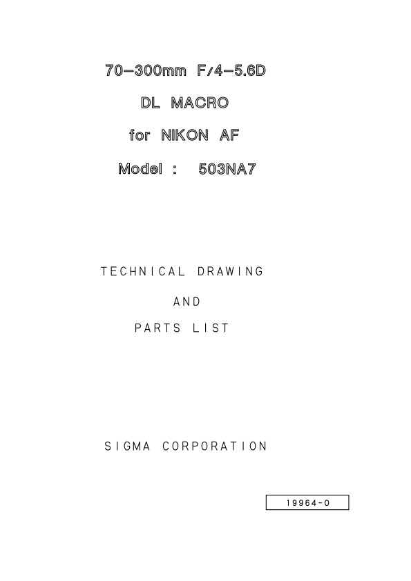 Sigma 70-300mm F4-56 technical manual preview
