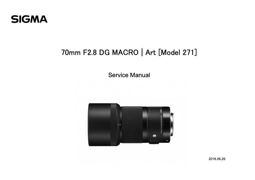 Sigma 70mm F2_8 DG MACRO Art technical manual preview