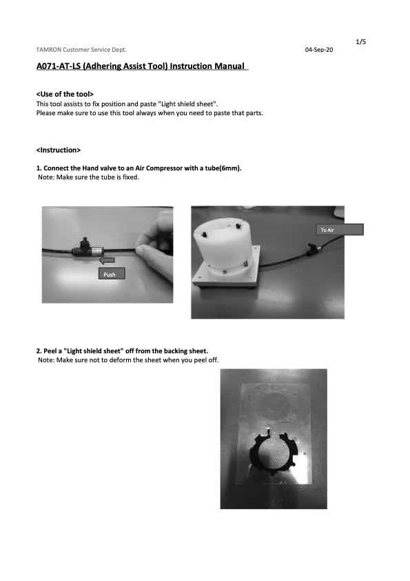 Tamron AF 28-200mm F2_8-5_6 A071SF technical manual preview