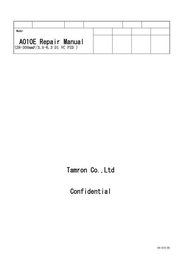 Tamron AF 28-300mm F3_5-6_3 Di VC PZD A010 technical manual preview