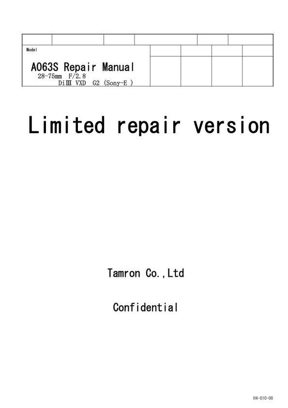 Tamron AF 28-75mm F2_8 Di III A063S technical manual preview