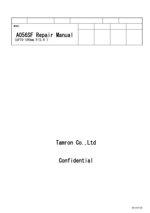 Tamron AF 70-180mm F2_8 A056SF technical manual preview