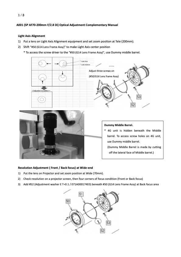 Tamron AF 70-200mm F2_8 Di LD Macro A001 technical manual preview