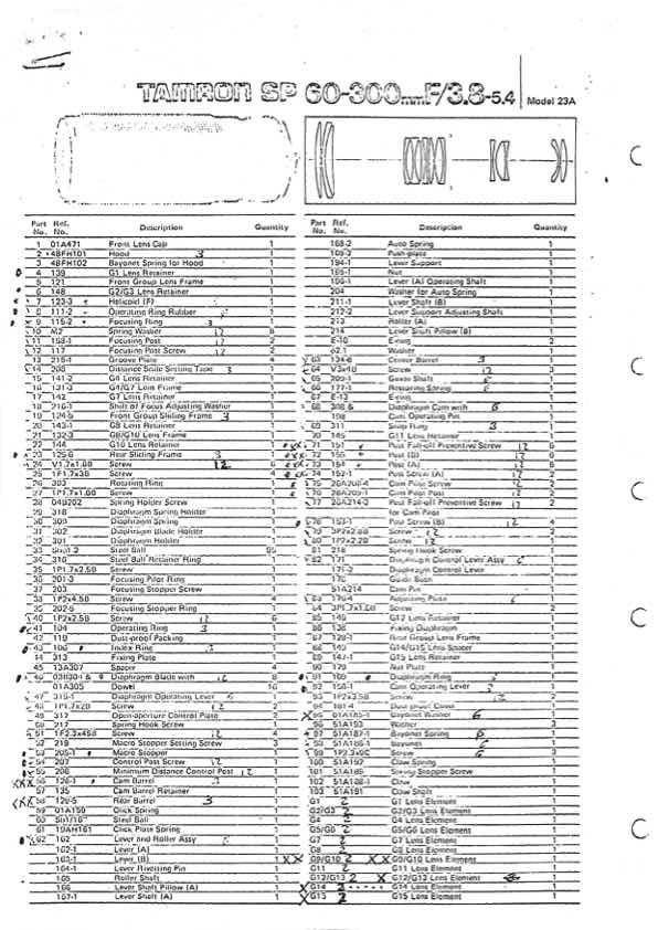Tamron SP 60-300 technical manual preview