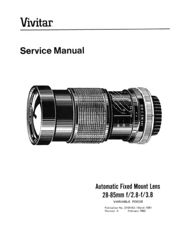 Vivitar 28-85 technical manual preview