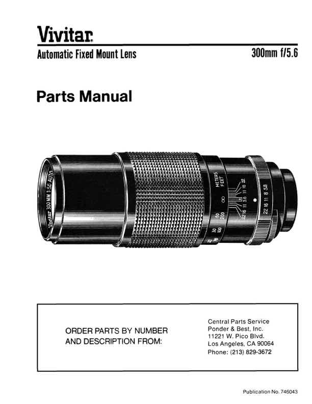 Vivitar 300 technical manual preview