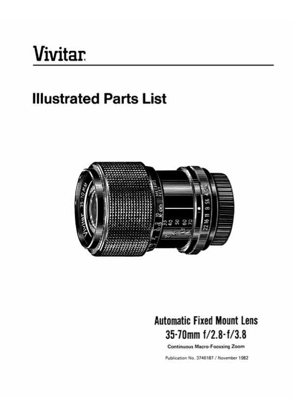 Vivitar 35-70 technical manual preview