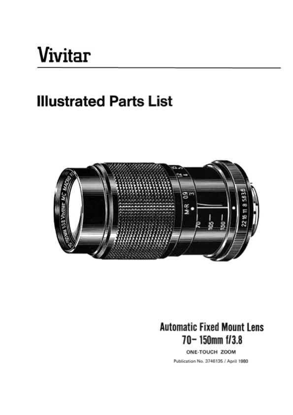 Vivitar 70-150 technical manual preview
