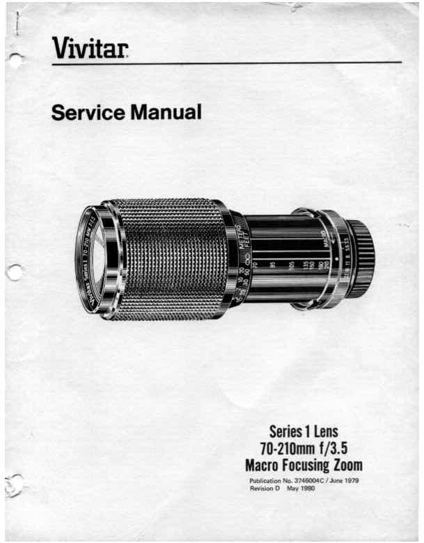 Vivitar 70-210 technical manual preview