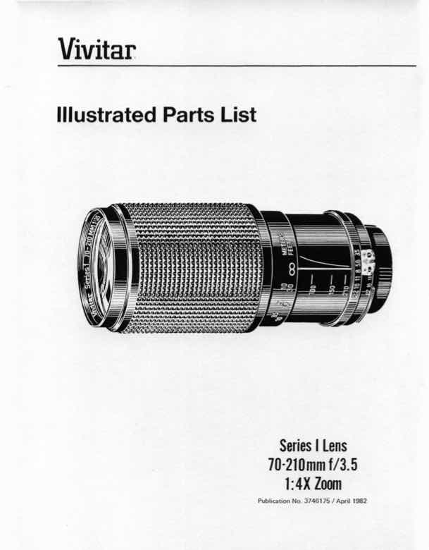 Vivitar 70-210 technical manual preview