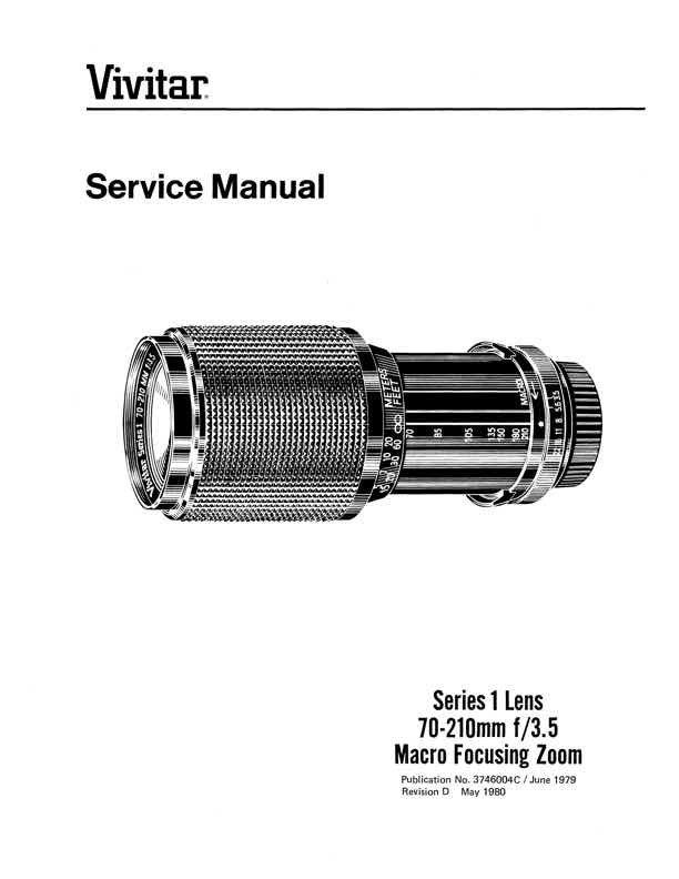 Vivitar 70-210 technical manual preview