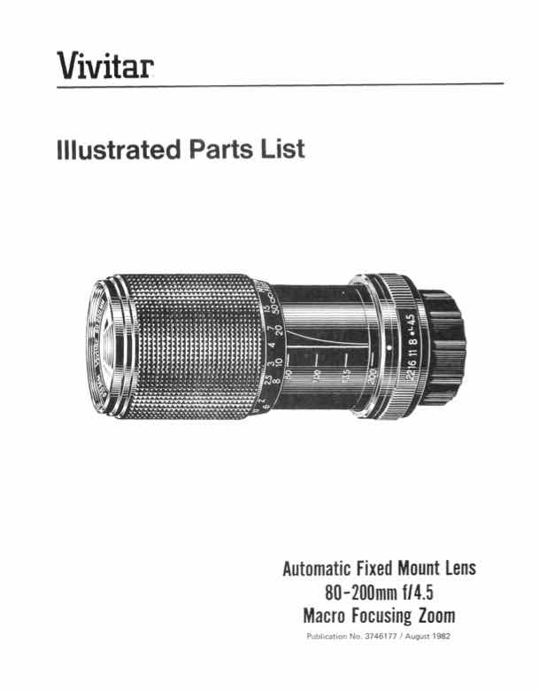 Vivitar 80-200 technical manual preview