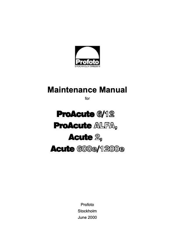 Profoto Acute 1200 technical manual preview