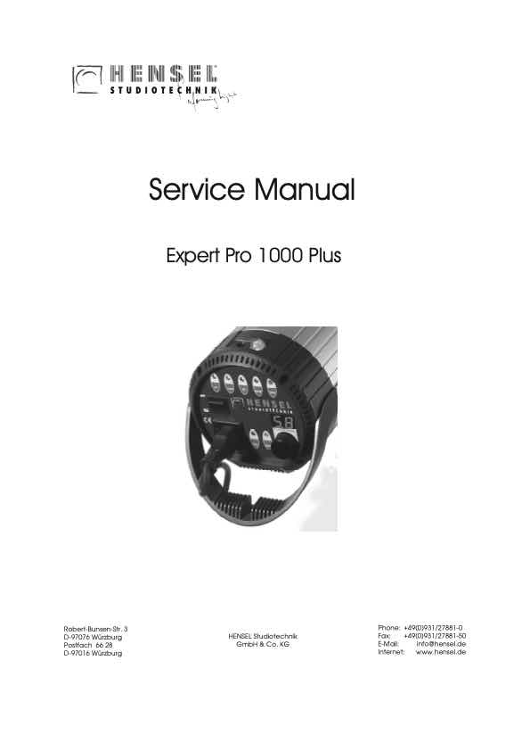 Profoto Expert Pro 1000 plus technical manual preview
