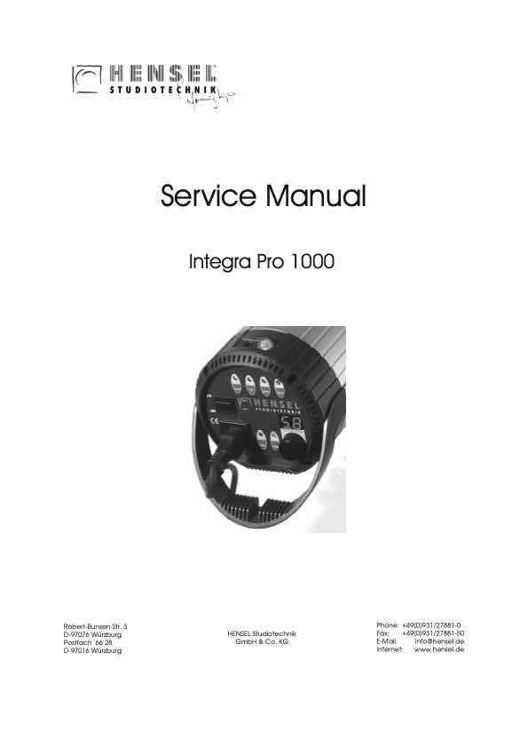 Profoto Integra Pro 1000 technical manual preview
