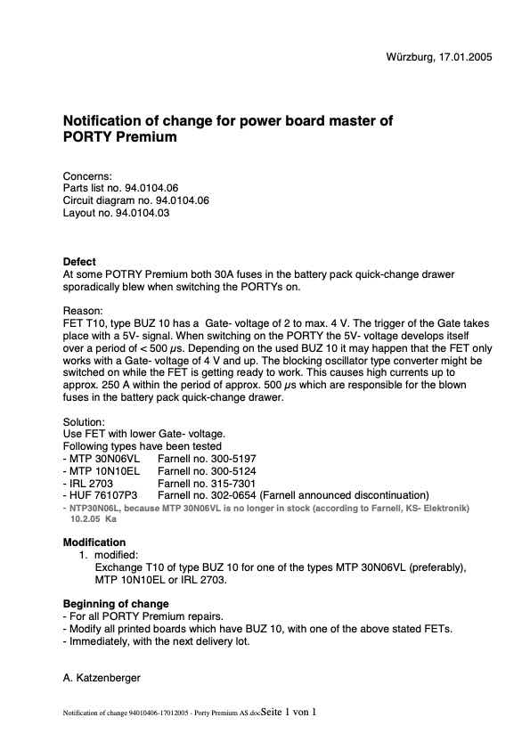 Profoto PORTY Premium 1200 AS Plus technical manual preview