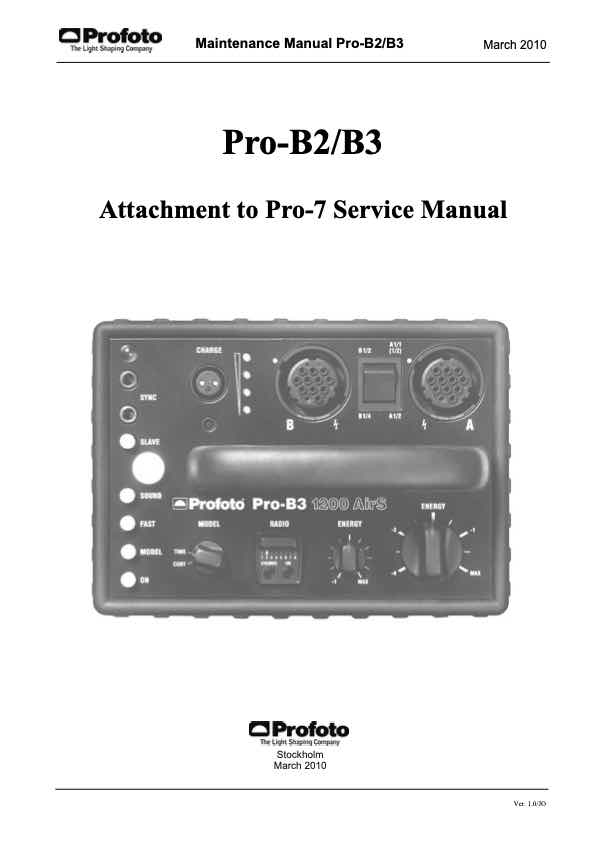 Profoto Pro B2B3 technical manual preview