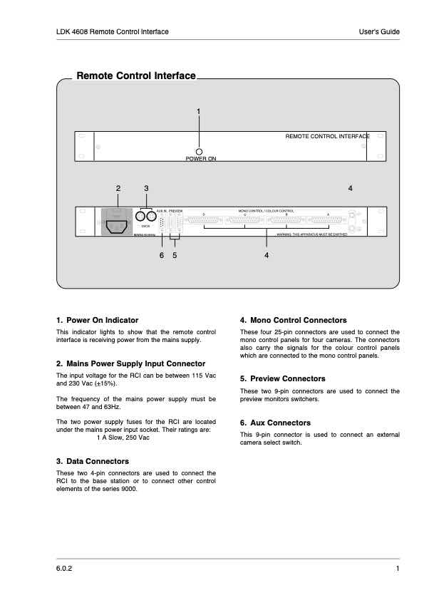 Grass Valley LDK4608 Remote Control Interface technical manual preview
