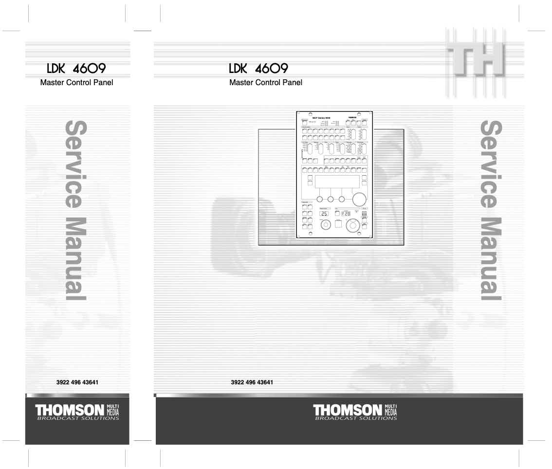 Grass Valley LDK4609 Master Control Panel technical manual preview