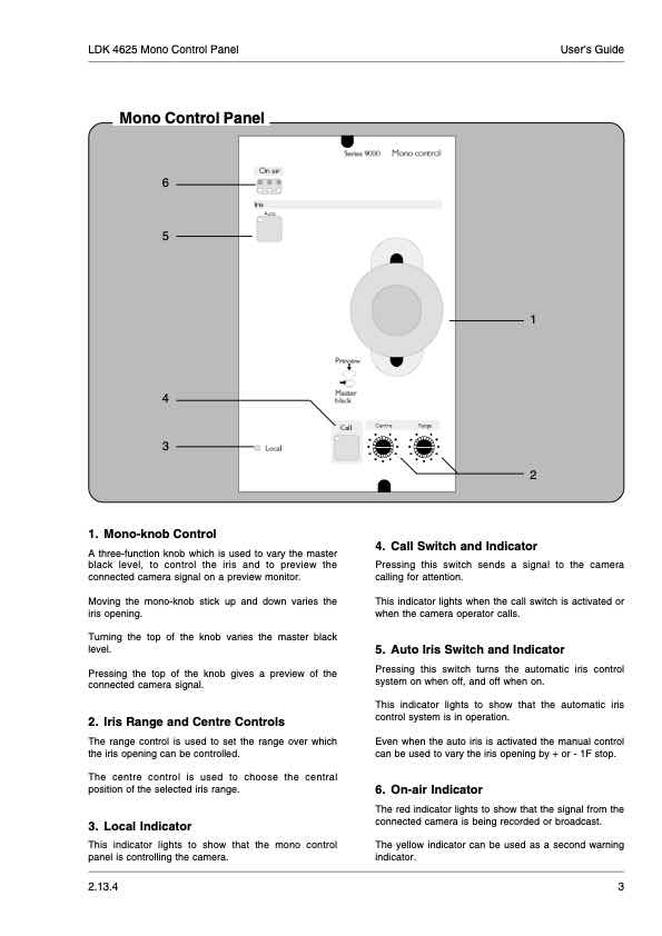 Grass Valley LDK4625 Mono Control technical manual preview