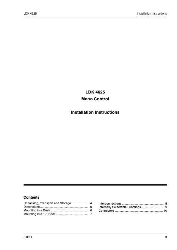 Grass Valley LDK4625 Mono Control technical manual preview