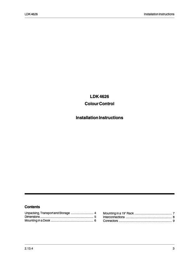 Grass Valley LDK4626 Colour Control Single Rotary technical manual preview