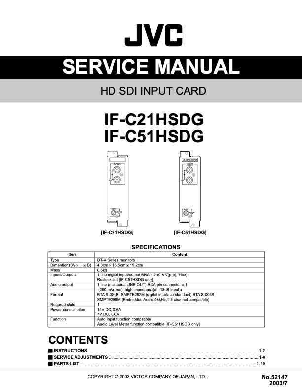 JVC DT-V1700 technical manual preview