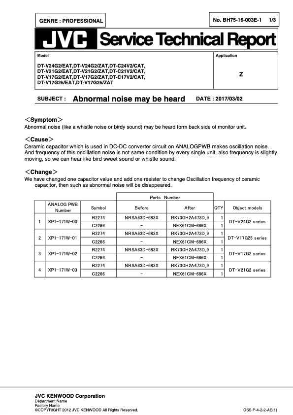 JVC DT-V17G25 technical manual preview